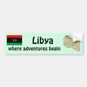 Libysche Flagge + Karte Autoaufkleber