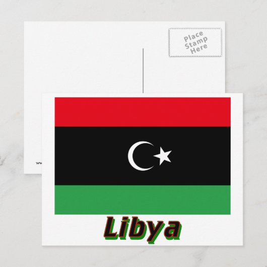 Libysche Flagge mit Namen Postkarte (Vorne/Hinten)