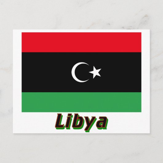 Libysche Flagge mit Namen Postkarte (Vorderseite)