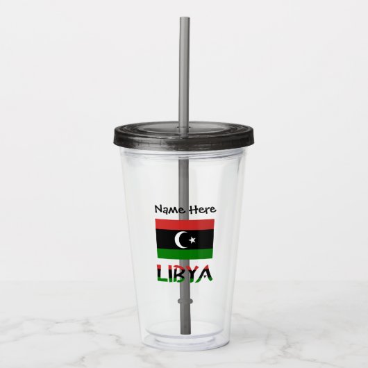 Libysche Flagge Personalisiert Acryltrinkbecher (Vorderseite)