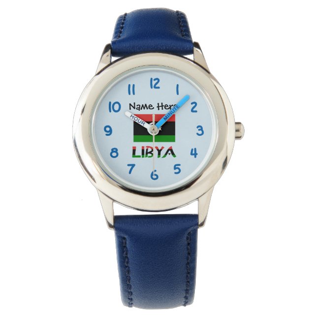 Libysche Flagge Schwarze Personalisierung Armbanduhr (Vorderseite)