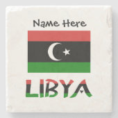 Libysche Flagge Schwarze Personalisierung Steinuntersetzer (Vorderseite)
