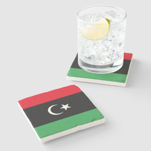 libysche Flagge Steinuntersetzer (Seitenansicht)