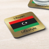 Libysche Flagge+Text-Untersetzer Untersetzer (Linke Seite)