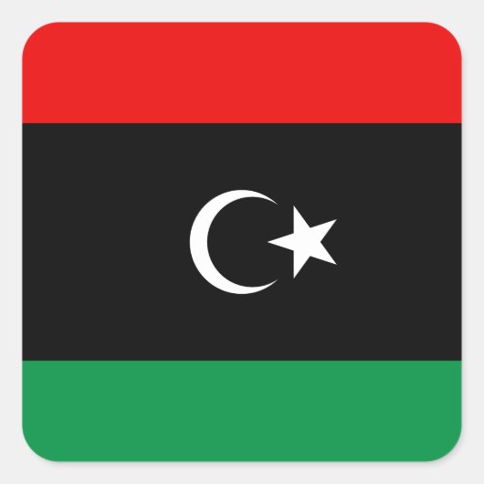 Libysche Flaggenmarke Quadratischer Aufkleber (Vorderseite)