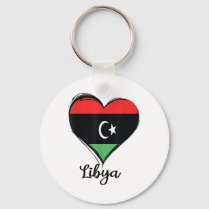 Libysche Flaggenstaaten Herz Stolz Libyer Priester Schlüsselanhänger