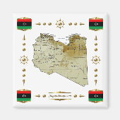 Libysche Karte + Flaggen Magnet (Vorne)