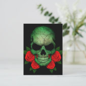 libyscher Green Flag Skull mit Rote Rosen Postkarte (Stehend Vorderseite)