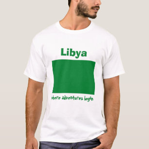 Libysches Flagge + Karte + Text T-Shirt