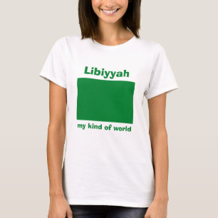 Libysches Flagge + Karte + Text T-Shirt