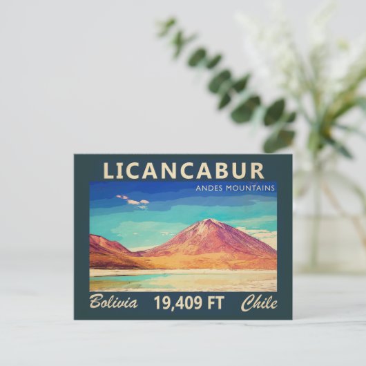 Licancabur Südamerika Vintag Postkarte (Stehend Vorderseite)