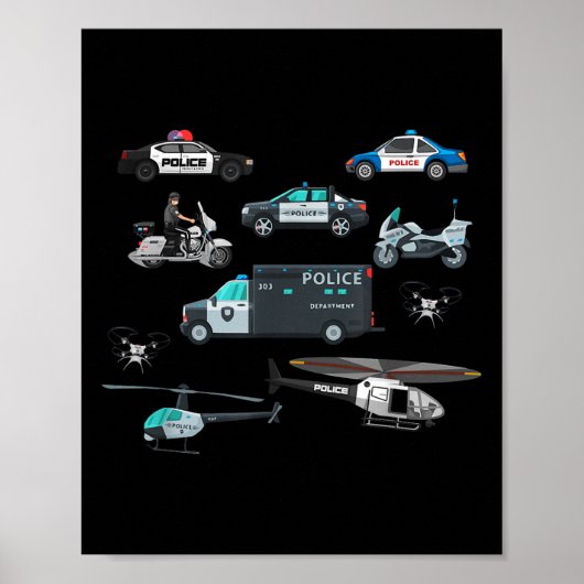 Lice Vehicles Cop Helicopter Toddlers Kids Women M Poster (Vorne)