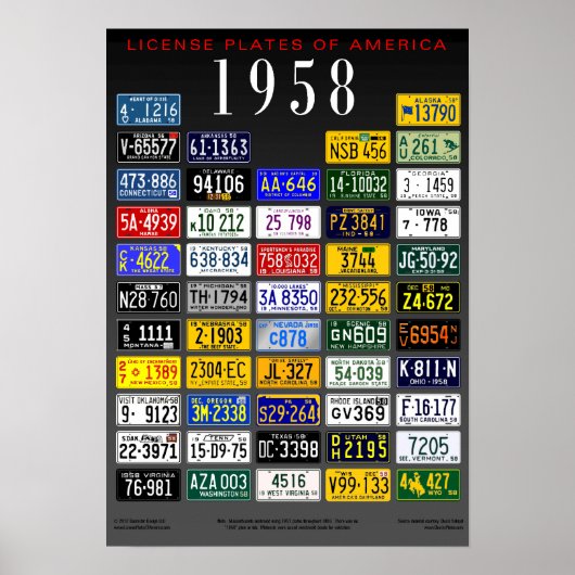 License Plates of America poster - 1958 (Vorne)