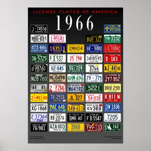 License Plates of America poster - 1966 (Vorne)