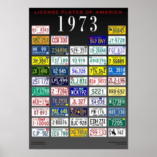 License Plates of America poster - 1973 (Vorne)