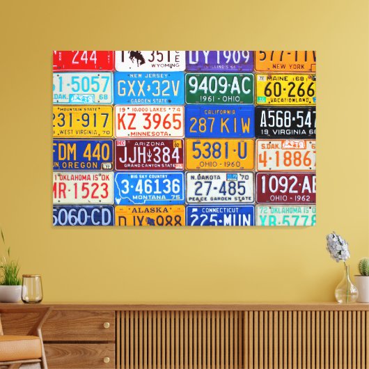 License Teller USA - Unsere farbenprächtige Geschi Leinwanddruck (Insitu (Wohnzimmer))