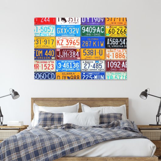 License Teller USA - Unsere farbenprächtige Geschi Leinwanddruck (Insitu (Schlafzimmer))