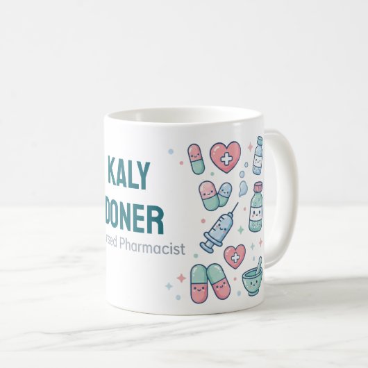 Licensed Pharmacist Personalized Mug | Cute Pharma Kaffeetasse (VorderseiteRechts)