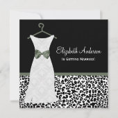 Lichen Green Gown Leopard PrintBridal Dusche Einladung (Vorderseite)