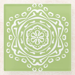 Lichen Mandala Glasuntersetzer