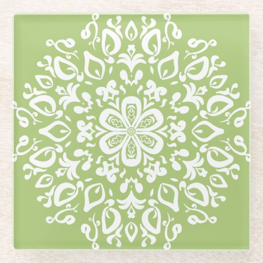 Lichen Mandala Glasuntersetzer (Vorderseite)