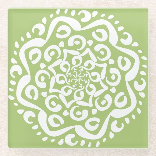 Lichen Mandala Glasuntersetzer (Vorderseite)