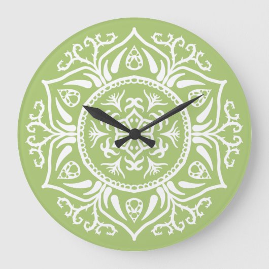 Lichen Mandala Große Wanduhr (Vorderseite)