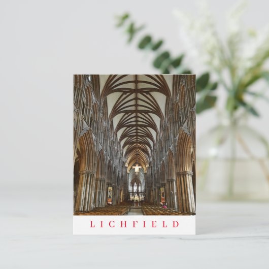 Lichfield Cathedral Innenansicht Postkarte (Stehend Vorderseite)