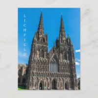 Lichfield Cathedral Vorderansicht Postkarte