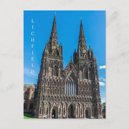 Lichfield Cathedral Vorderansicht Postkarte (Vorderseite)