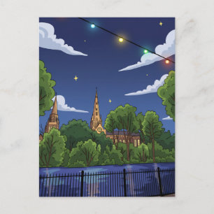 Lichfield Minster Pool Nachtpostkarte Postkarte