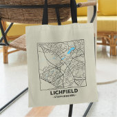 Lichfield, Staffordshire City Map Tote Bag Tragetasche