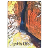 Licht am Ende einer Crevasse an der Küste Klemmbrett (Rückseite)