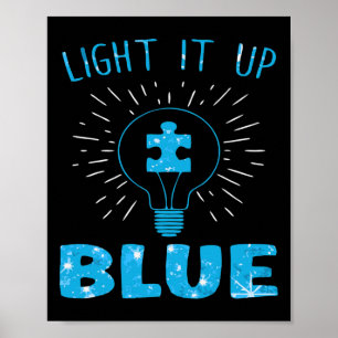 Licht auf Blauer Autismus Bewusstsein Puzzle Stück Poster