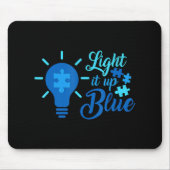 Licht auf blauer Autismus Bewusstsein Ribbon Puzzl Mousepad (Vorne)