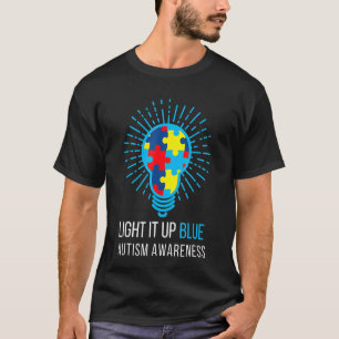 Licht auf blauer Autismus Bewusstsein Ribbon Puzzl T-Shirt
