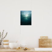 Licht auf Korallenriff und Fischschule Poster (Küche)
