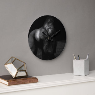Licht auf Stärke – Silberrücken-Gorilla Große Wanduhr