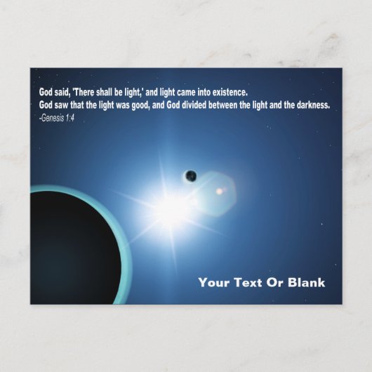 Licht aus der Dunkelheit - Genesis 1:4 Postkarte (Vorderseite)