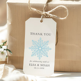 LICHT BLAU EINFACH SCHNEEFLAKE WEDING Vielen Dank Geschenkanhänger