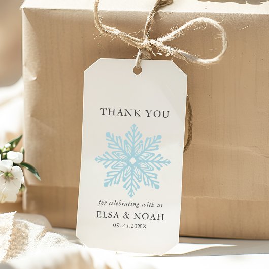 LICHT BLAU EINFACH SCHNEEFLAKE WEDING Vielen Dank Geschenkanhänger