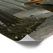 Licht bricht durch, während Mönch die Tempeltreppe Poster (Ecke)