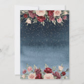 Licht, Burgund Blume Navy Blue Quinceañera Einladung (Rückseite)