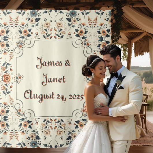 Licht Buttercreme Floral Hochzeitsvorhang Wandteppich