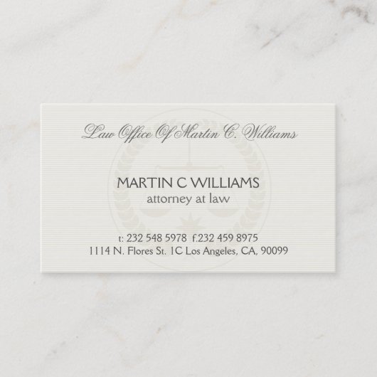 Licht Creme Umfang der Gerechtigkeit Wasserzeichen Visitenkarte (Vorderseite)