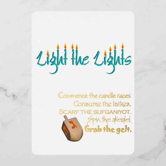 Licht der Chanukah Folieneinladung (Vorderseite)