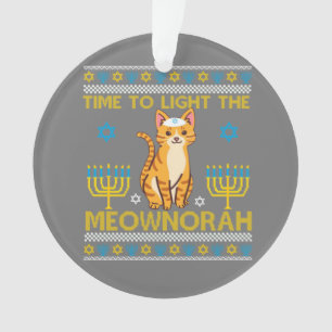 Licht der jüdischen Katze Mewnorah Menorah Lover U Ornament