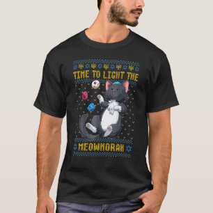 Licht der jüdischen Mewnorah Katze Menorah Ugly Ch T-Shirt