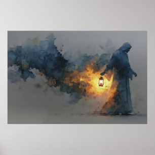 Licht Der Welt Jesus Laterne Aquarell Modern Poster