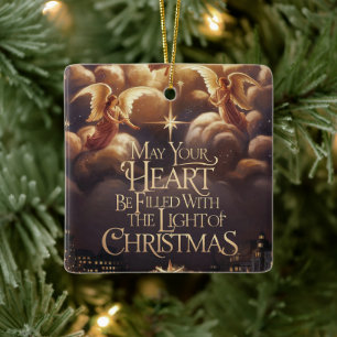 Licht des WeihnachtsAngelic Postcard Designs Keramikornament